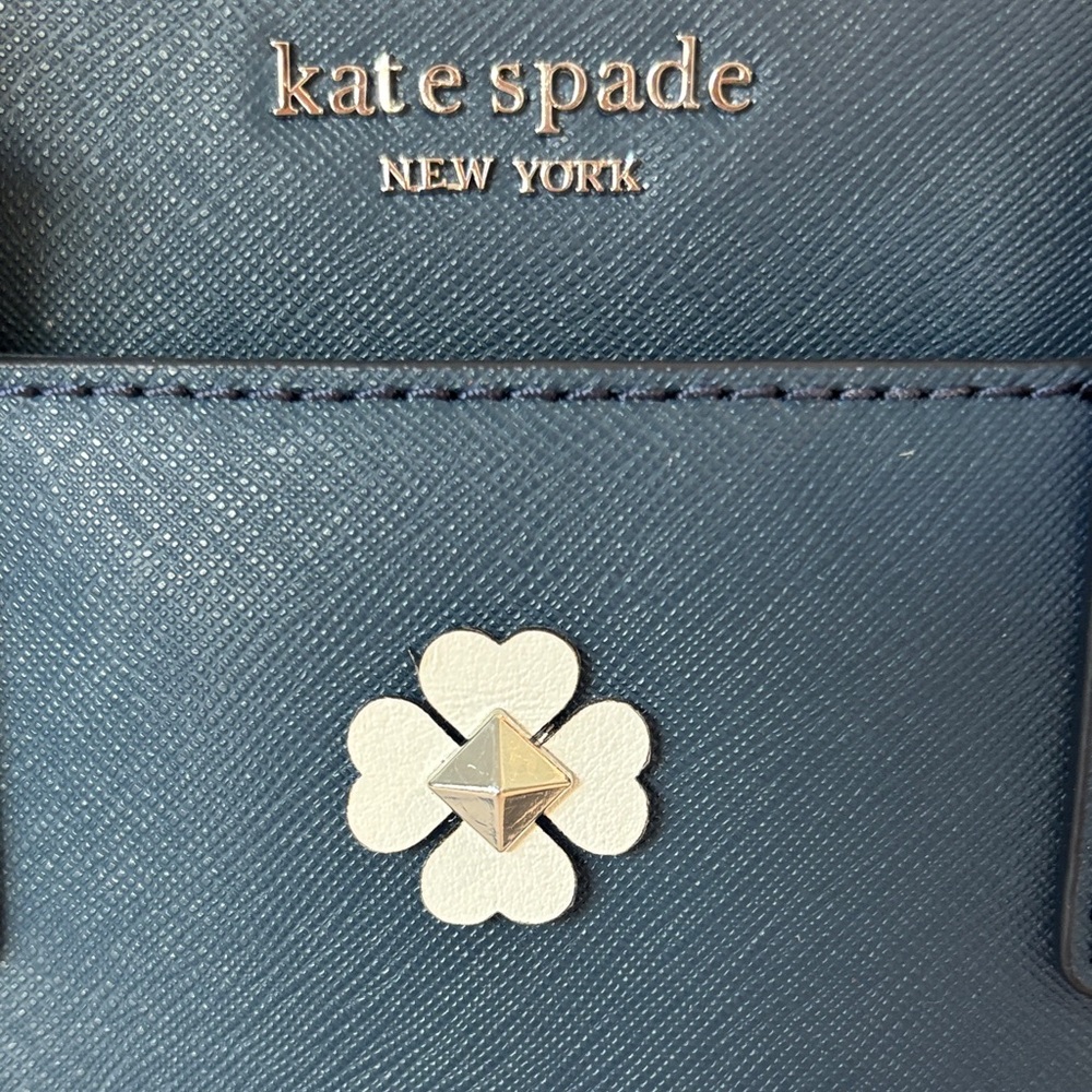 Kate Spade Cameron Flower Navy Medium Satchel with Crossbody strap - Picture 12 of 16